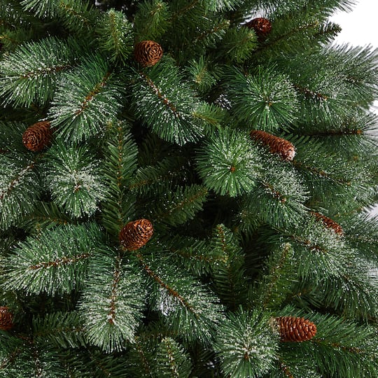 8ft. Unlit Snowed French Alps Mountain Pine Artificial Christmas Tree with Pinecones